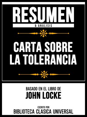 cover image of Resumen & Analisis--Carta Sobre La Tolerancia--Basado En El Libro De John Locke